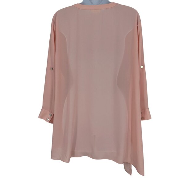 J. Jill Roll Tab Sleeve V-Neck Asymmetrical Hem Blouse Sz 2X - Picture 5 of 12